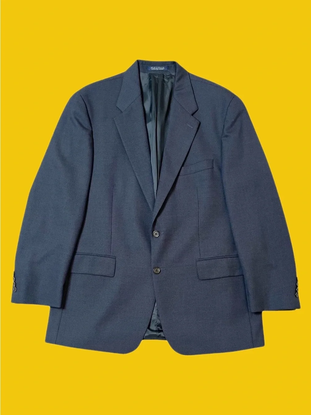 Ralph Lauren 100% Wool Navy Suit 44R Made in Canada 38x29
